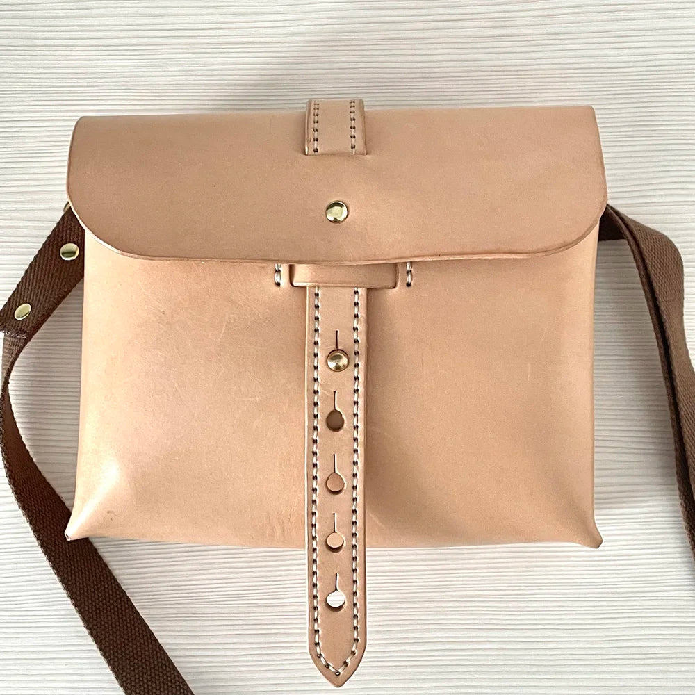 One Love Crossbody - Natural Veg, Button Strap Closure